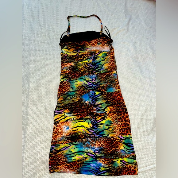 Cheetah zebra colourful patterned mini dress - Picture 2 of 2